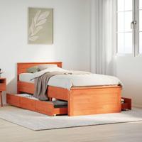 Bedframe zonder matras met hoofdbord grenenhout bruin 90x200 cm - thumbnail
