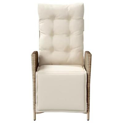 Tuinstoelen 2 st verstelbaar met voetensteun poly rattan beige