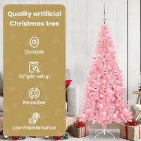VidaXL Kerstboom met 300 led met standaard roze 180 cm pvc - thumbnail