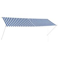 VidaXL Luifel uittrekbaar 350x150 cm blauw en wit - thumbnail