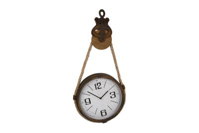 Klok aan katrol metaal 32x7,5x66cm