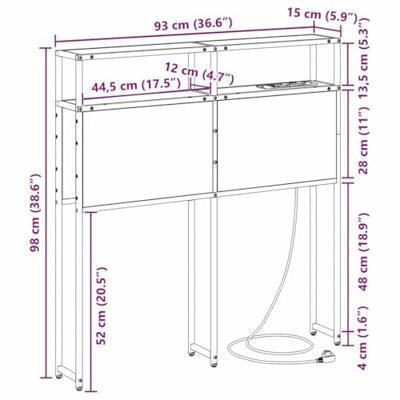 Opberghoofdbord met plank Zwart eiken 90 cm Bewerkt hout