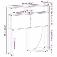 Opberghoofdbord met plank Zwart eiken 90 cm Bewerkt hout - thumbnail