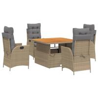 5-delige Tuinset met kussens poly rattan beige - thumbnail