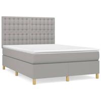 Boxspring met matras stof lichtgrijs 140x190 cm - thumbnail