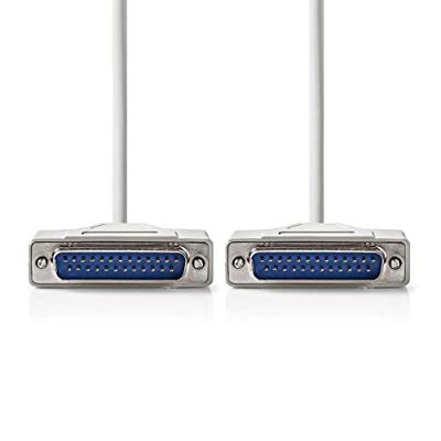 NEDIS Seriële kabel | D-Sub 25-pins stekker | D-Sub 25-pins stekker | vernikkeld | rond | PVC | ivoor | plastic zak 3,00 m 3,00 m