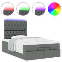 Ottoman bed met matras en LED's 120x200cm stof donkergrijs - thumbnail