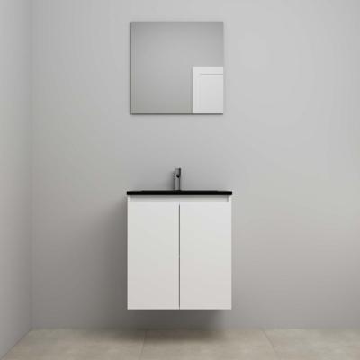 On-Line Badkamermeubelset - 60 cm - Voorgemonteerd - Greeploze Ladestructuur - Acryl Wastafel - 1 Kraangat - Spiegel - Hoogglans Wit