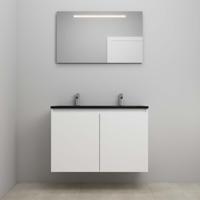 On-Line Badkamermeubelset - 100 cm - Voorgemonteerd - Greeploze Ladestructuur - Acryl Wastafel - 2 Kraangaten - Spiegel met LED-Verlichting - Hoogglans Wit - thumbnail