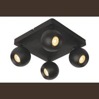 Lucide FAVORI - Plafondspot - 4xGU10 - Zwart - thumbnail