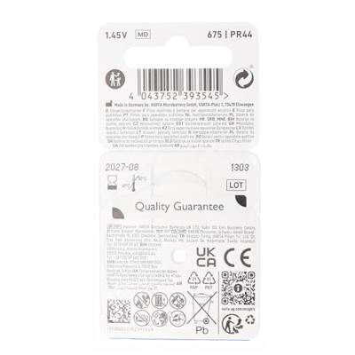Batterij voor hoortoestel Varta Hearing Aid 675 PR44 6 Stuks - thumbnail