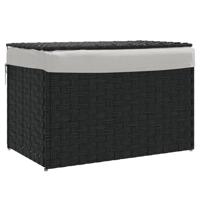 VidaXL Wasmand met deksel 55,5x35x34 cm poly rattan zwart - thumbnail