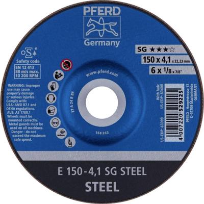 PFERD TOOLS 69220473 E 150-4,1 SG STEEL Afbraamschijf gebogen Diameter 150 mm Boordiameter 22.23 mm Staal 10 stuk(s) PFERD TOOLS 69220473 E 150-4,1 SG STEEL Afbraamschijf gebogen Diameter 150 mm Boordiameter 22.23 mm Staal 10 stuk(s)