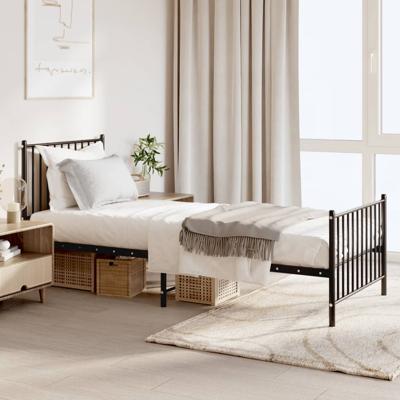 Bedframe met hoofd- en voeteneinde metaal zwart 80x200 cm