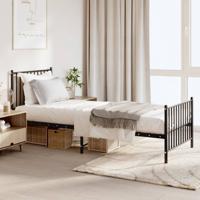 Bedframe met hoofd- en voeteneinde metaal zwart 80x200 cm - thumbnail