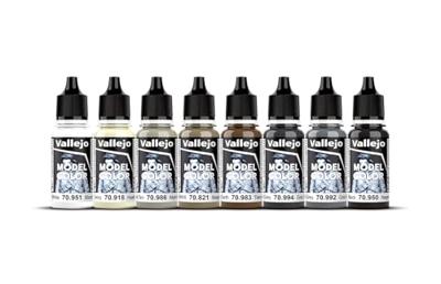 Vallejo 70151 Modelspoor mengkleur Donkergrijs, Beige, Wit, Zwart, Bruin, Agaatgrijs, Ivoor, Grijs 8 stuk(s)