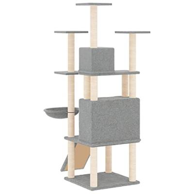 Kattenmeubel met sisal krabpalen 154 cm lichtgrijs - thumbnail