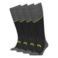 HEAD Skisokken Kneehigh 2-pack Grey Melange / Lime-35/38 - thumbnail