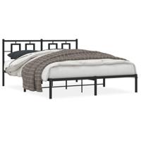 Bedframe met hoofdbord metaal zwart 150x200 cm - thumbnail