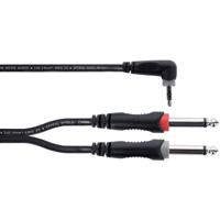 Cordial 14866 Audio Y-adapter [1x Jackplug male 3,5 mm - 2x Jackplug male 6,3 mm (mono)] 1 m Zwart PVC-mantel, Tweelingkabel - thumbnail