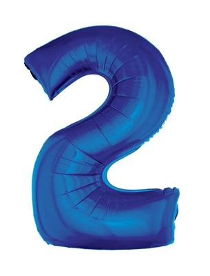 Folieballon Blauw Cijfer &apos;2&apos; Groot