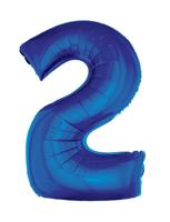 Folieballon Blauw Cijfer &apos;2&apos; Groot - thumbnail