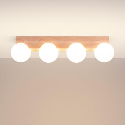 Plafondlamp BULBO 4 natuurlijk hout