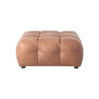 Dutchbone Hocker 'Hackman' Leder, kleur Cognac Dutchbone Hocker 'Hackman' Leder, kleur Cognac