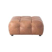 Dutchbone Hocker 'Hackman' Leder, kleur Cognac - thumbnail