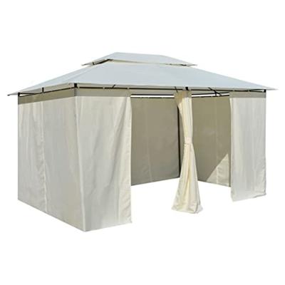 VidaXL Tuinpaviljoen met gordijnen 4x3 m wit