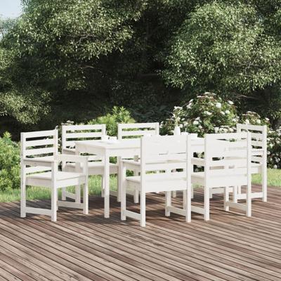 7-delige Tuinset massief grenenhout wit