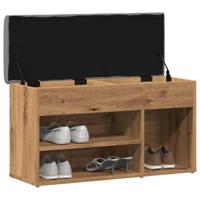 Schoenenbank 82x32x45,5 cm bewerkt hout artisanaal eikenkleur - thumbnail