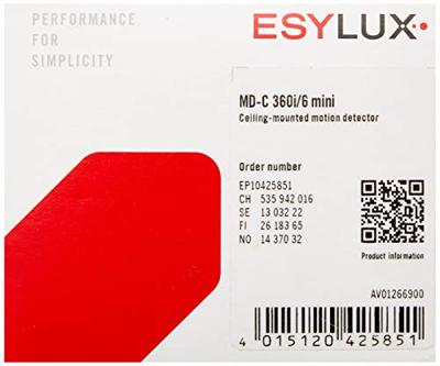 ESYLUX EP10425851 Bewegingsmelder (plafond) Inbouw (in muur) 360 ° Meerdere kleuren IP65 ESYLUX EP10425851 Bewegingsmelder (plafond) Inbouw (in muur) 360 ° Meerdere kleuren IP65