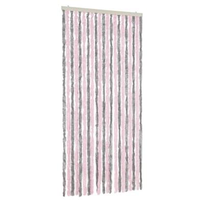 VidaXL Vliegengordijn 90x200 cm chenille zilvergrijs en roze