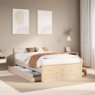 Bedframe zonder matras met hoofdbord grenenhout 135x190 cm