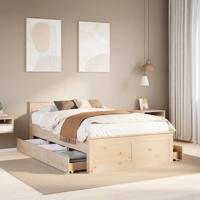 Bedframe zonder matras met hoofdbord grenenhout 135x190 cm - thumbnail