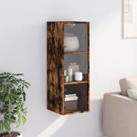Wandkast met glazen deuren 35x37x100 cm gerookt eikenkleurig - thumbnail