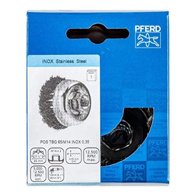 PFERD TOOLS 43305003 Komborstel met schroefdraad, getordeerd POS TBG 65/M14 INOX 0,35 1 stuk(s)