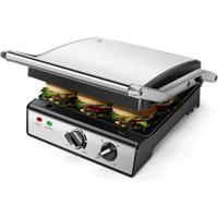 RVS Contactgrill met Timer - Cool Touch - Zwart/Zilver - 2000W - thumbnail