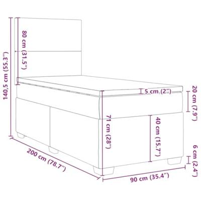 Boxspring met matras stof taupe 90x200 cm