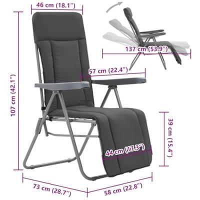 Tuinstoelen met kussen inklapbaar 2 st grijs