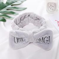 Vrouwen nieuwe letter OMG" koraal fleece zachte boog hoofdbanden cute haar houder Headwear haaraccessoires (grijs)" - thumbnail