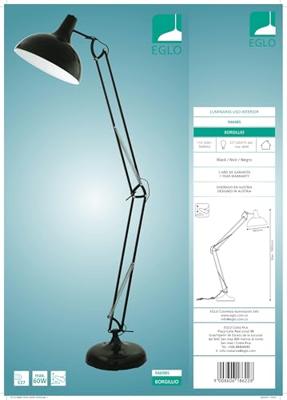 Eglo Design vloer leeslampBorgillo zwart - 94698