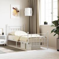 Bedframe met hoofd- en voeteneinde metaal wit 90x200 cm - thumbnail