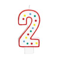 Amscan taartkaars cijfer 2 wit 13 cm | 24 stuks - thumbnail