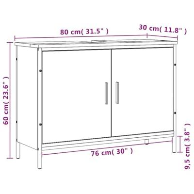 Wastafelkast 80x30x60 cm bewerkt hout sonoma eikenkleurig