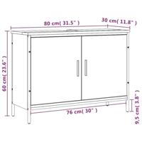 Wastafelkast 80x30x60 cm bewerkt hout sonoma eikenkleurig - thumbnail