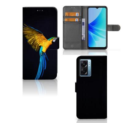 OPPO A77 5G | A57 5G | Telefoonhoesje | Met pasjeshouder | Papegaai