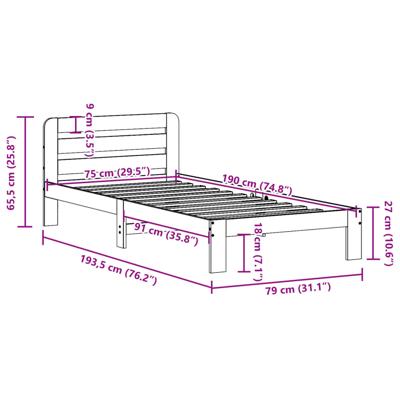 Bedframe zonder matras massief grenenhout 200x200 cm
