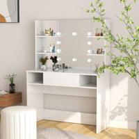 Kaptafel met LED-verlichting 100x40x135 cm MDF glanzend wit - thumbnail